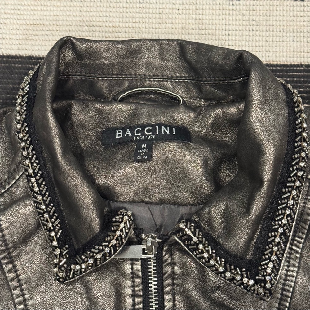 Baccini Silver Leather Motorcycle Jacket - image 2